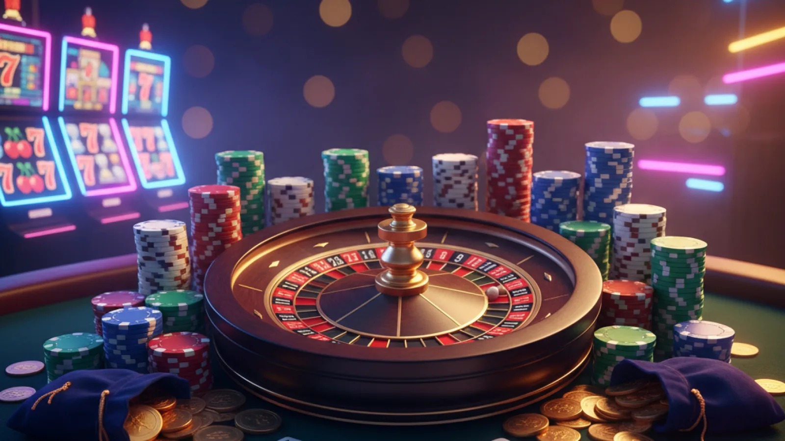 Casino roulette table and chips representing iGaming search competition